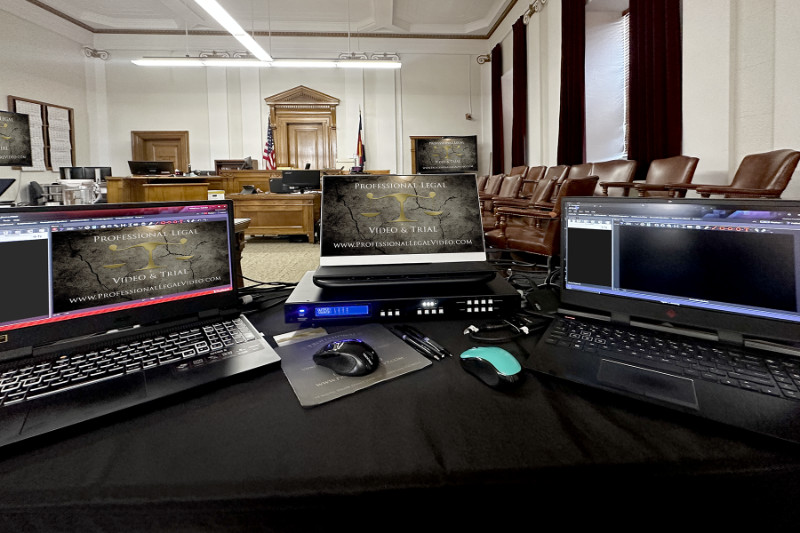 equipment setup in courtroom